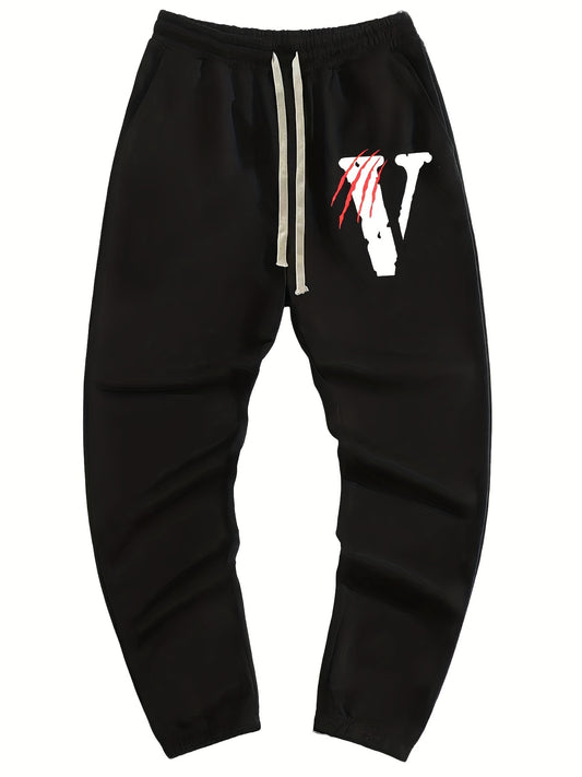 Men's Letter & Scratches Graphic Joggers Pants with Pockets
