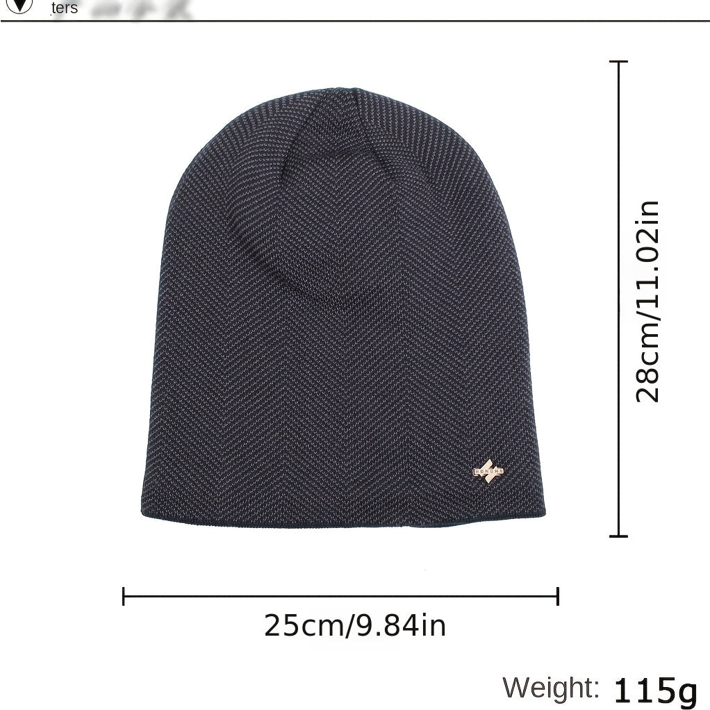 Men's Fleece Thickened Knitted Hat Winter Ear Protection Cap