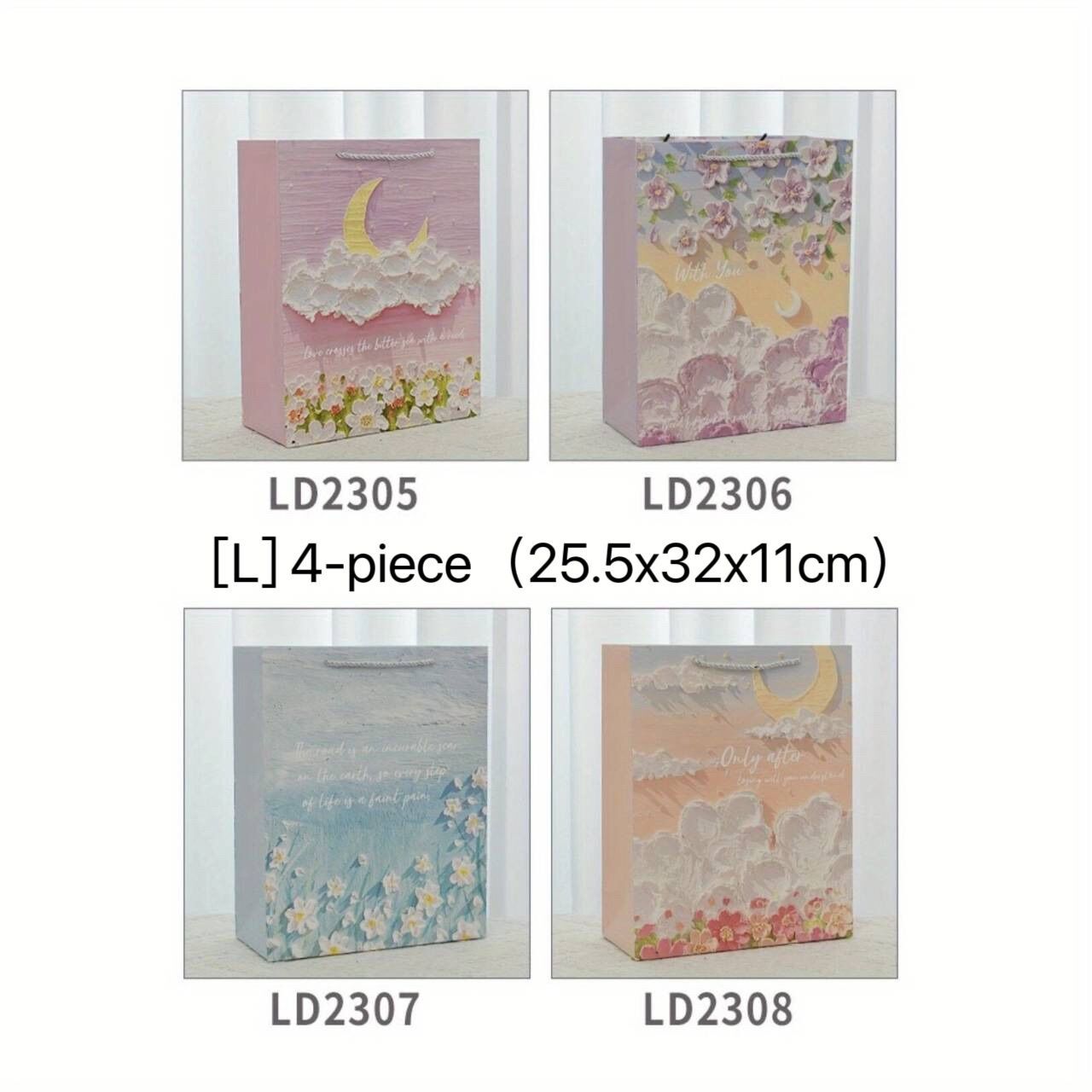 4pcs Oil Painting Tote Gift Bag Set Student Graduation Birthday DIY Gift Bag