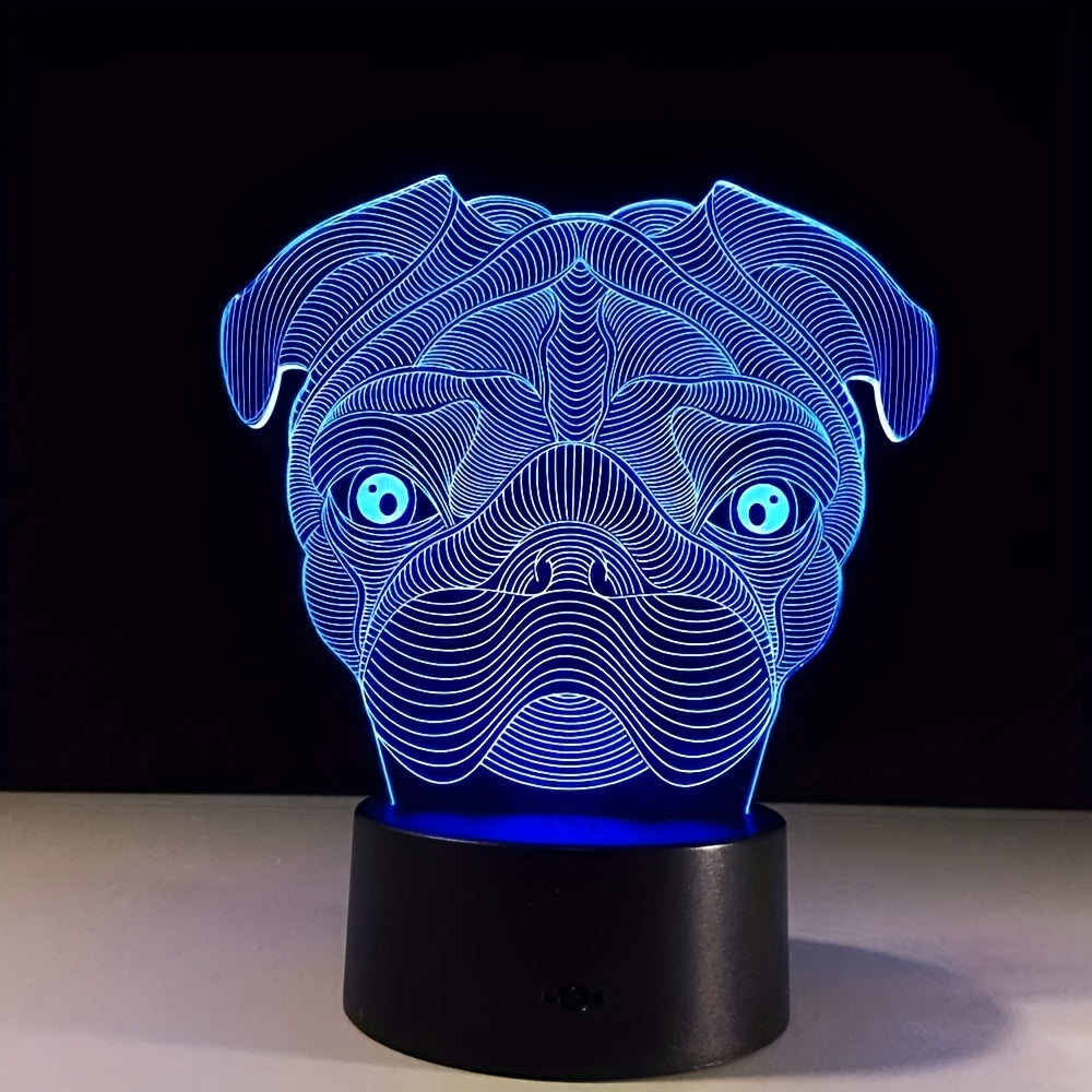 3D Dog Head Night Light Desk Lamp Dimmable 16 Colors Smart Touch Home Decor