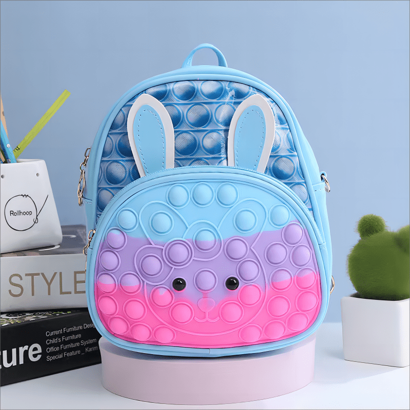 Kids Bunny Backpack Silicone Bubble Schoolbag