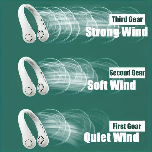 Bladeless Neck Fan USB Rechargeable Hands Wearable Air Cooler