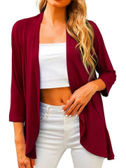  Women's Solid Open Front Cardigan
