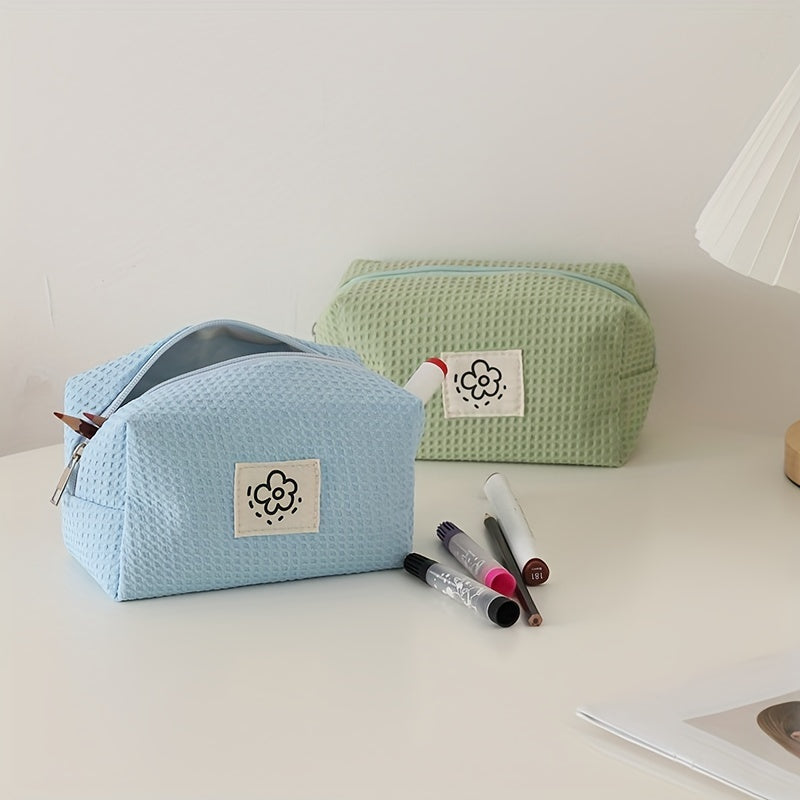 Waffle Pencil Case Small Portable Cosmetic Bag