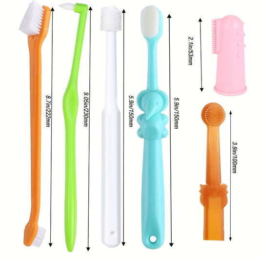 Pet Toothbrush Kit for Cats and Small Dogs 360 Head Soft Bristles