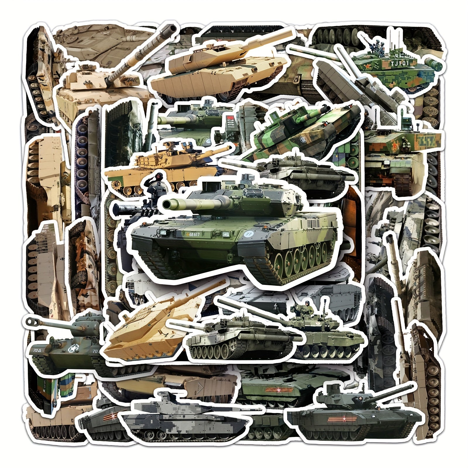 50pcs Military Tank Doodle Stickers for DIY Phone Cases and Luggage