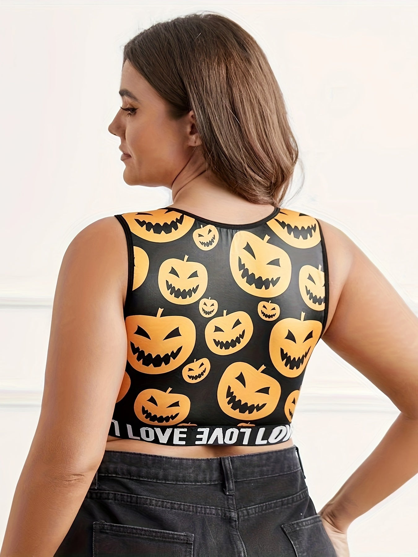  Pumpkin Print Seamless Bralette