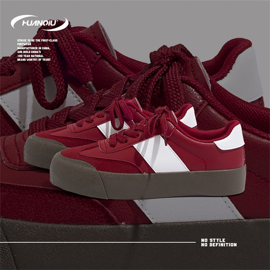 HUANQIU Women's Low Round Toe Board Shoes Lightweight Casual Sneakers