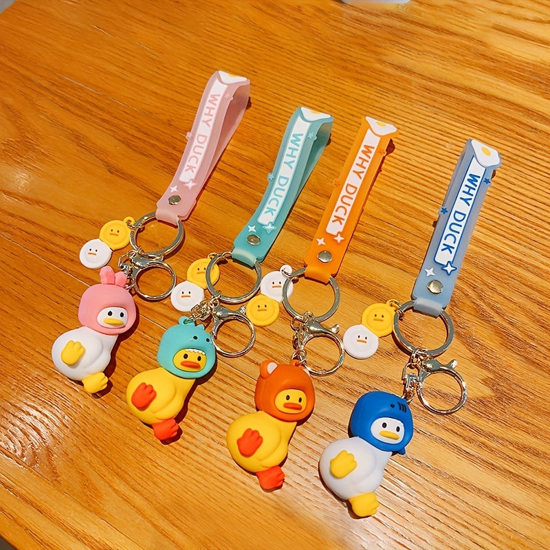 Cartoon Crooked Duck Shark Head Keychain Funny Duck Doll Bag Pendant