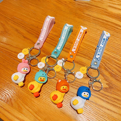 Cartoon Crooked Duck Shark Head Keychain Funny Duck Doll Bag Pendant