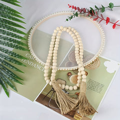 Wooden Beaded Wreath Tassels DIY Craft Farmhouse Decoration