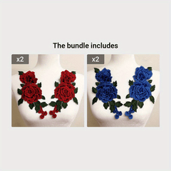 2pcs 3D Lace Flower Patches Stickers Colorful Embroidery Glass Gauze