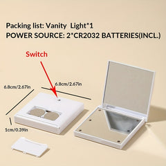 LED Compact Travel Makeup Mirror With Light Pink