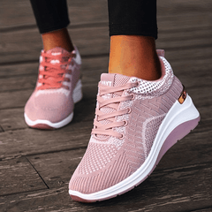 Women's Chunky Knit Sneakers Breathable Lace Up Sports Shoes