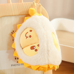 Durian Plush Toy Soft Fluffy Animal Expressive Eyes Beige Yellow
