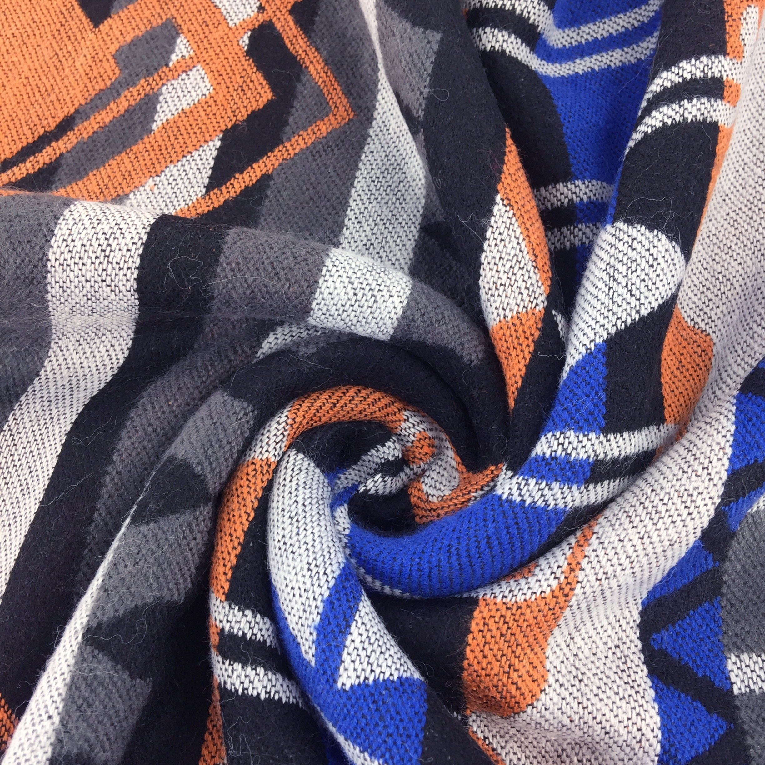 Vintage Geometric Plaid Shawl Scarf Blanket Wrap Dual Purpose Hooded Cloak