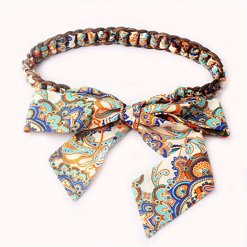 Colorful Ribbon Braid Boho Belt Bowknot Sash Belt Classic Jeans Waistband