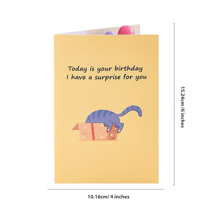 Funny Cat Happy Birthday Pop Up Card For Parents Friends Siblings