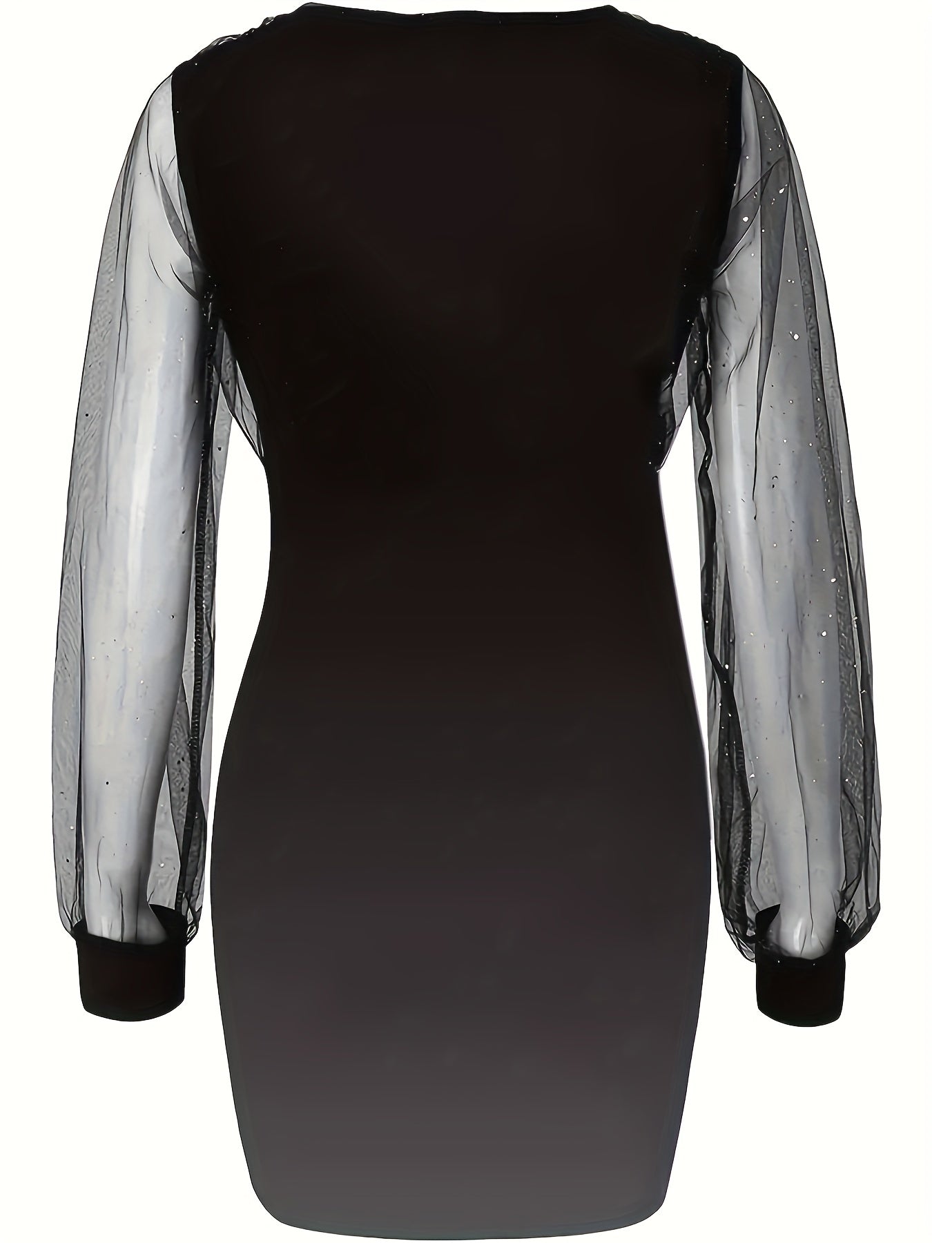  Sequin Mesh Lantern Sleeve Bodycon Party Dress