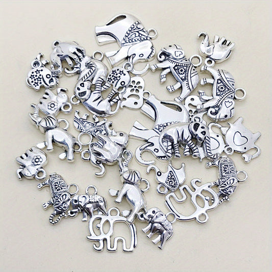 30pcs Antique Silver Elephant Charms Pendants DIY Jewelry Making Findings