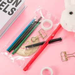 50pcs A6 Clear Document Bag Zipper Waterproof Wallet Pencil Bag 5 Colors