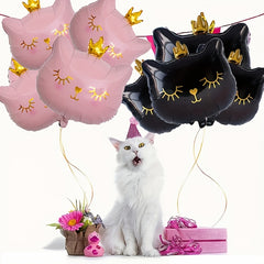2pcs Crown Cat Balloons Pet Birthday Party Decorations