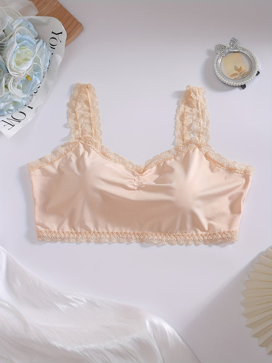  Women's Full Cover Bralette with Lace Trim