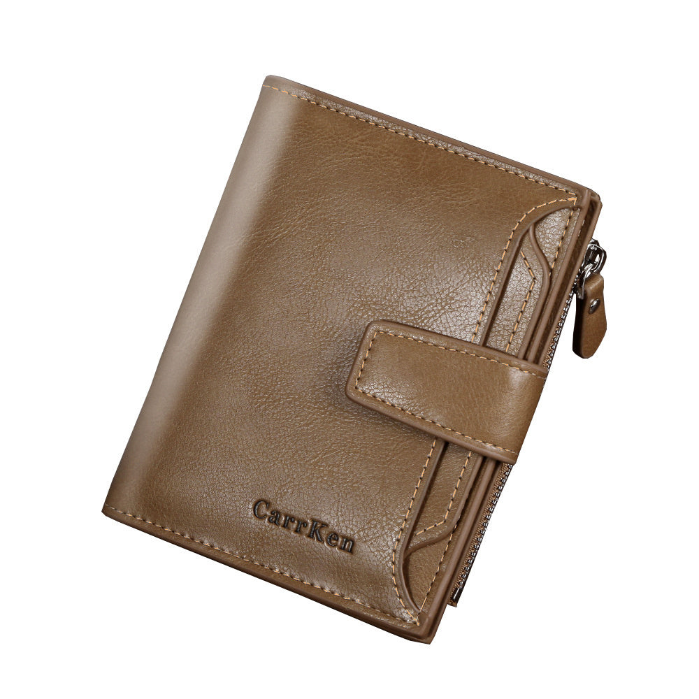 RFID Men's Leather Wallet Short Slim Money Clip