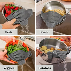 Adjustable Silicone Pot Strainer Colander Clip-On Drainer
