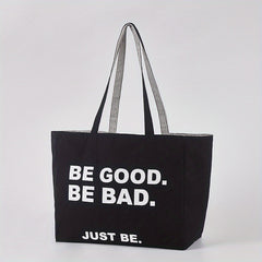 Letter Print Shoulder Bag Canvas Large Capacity Organizer