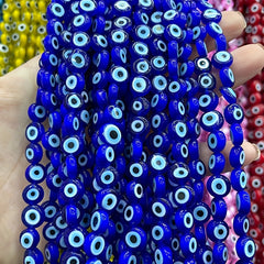 48pcs 8mm Evil Eye Glass Beads for Jewelry Making DIY Charms Materials