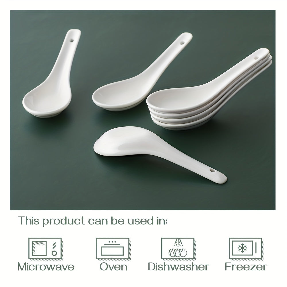 6pcs 13 46 Cm Ceramic Soup Spoon Set for Appetizer Cereal Ramen Dessert