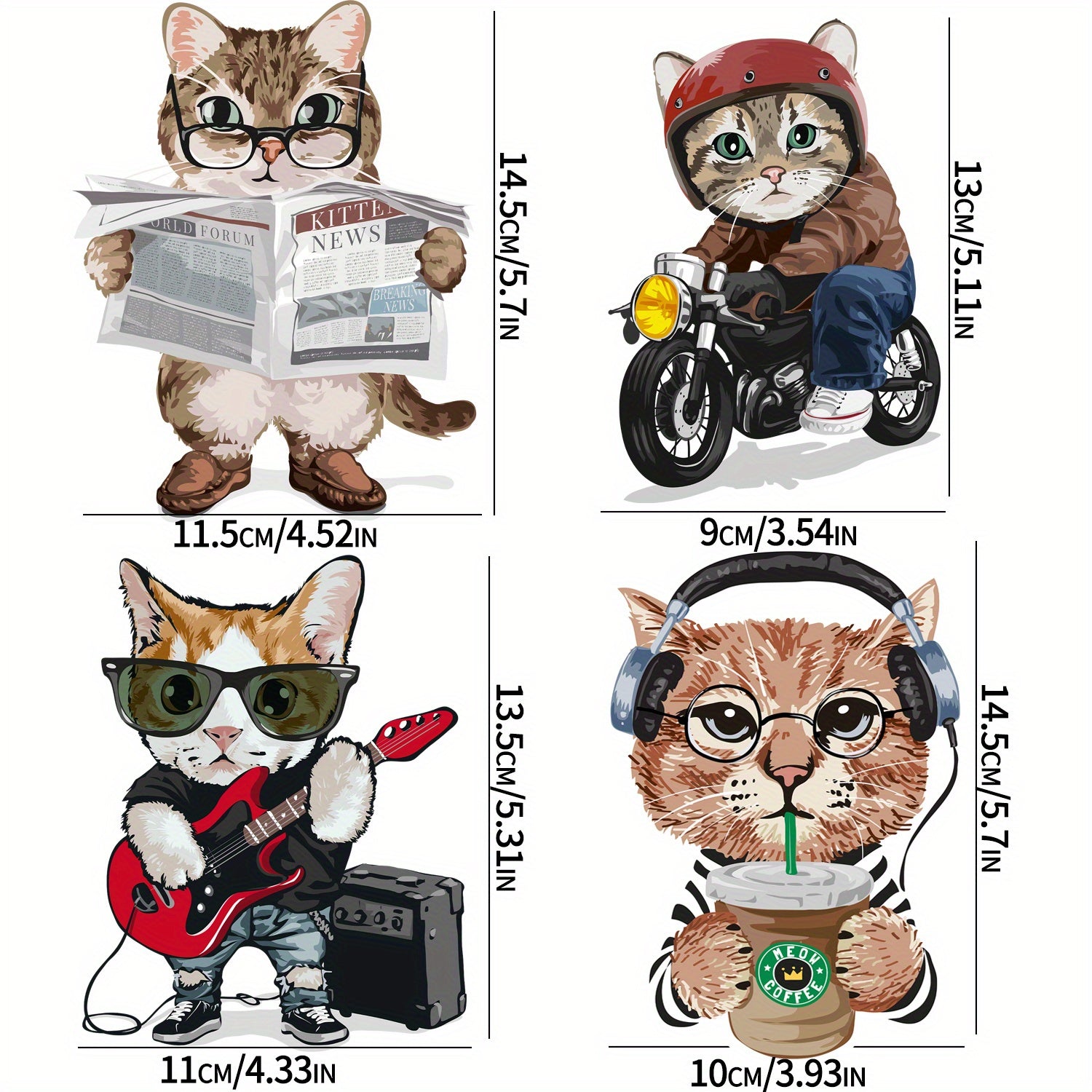 4pcs Cat Iron Stickers Heat Transfer Sublimation DIY Shirt Jeans Hat Decoration