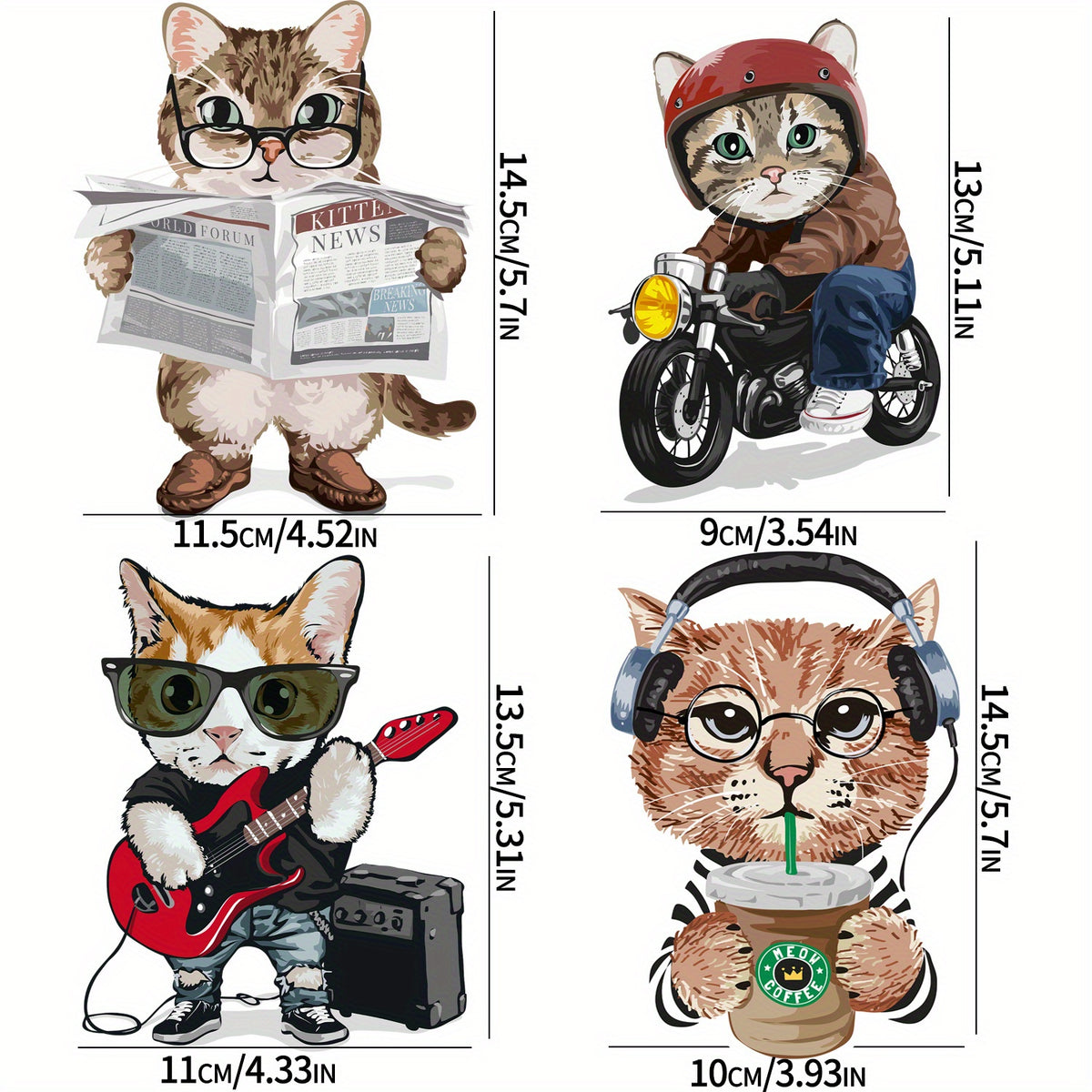 4pcs Cat Iron Stickers Heat Transfer Sublimation DIY Shirt Jeans Hat Decoration