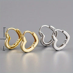 Heart Shape 925 Silver Plated Hoop Earrings For Women