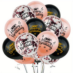 15pcs Happy Birthday Latex Printed Balloons 30 48 Cm Yellow Rose Golden