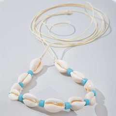 Shell Beaded Waist Chain Elastic Braided Waistband