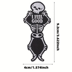6pcs Halloween Punk Style Skull Cloth Stickers Embroidered Cloth Stickers