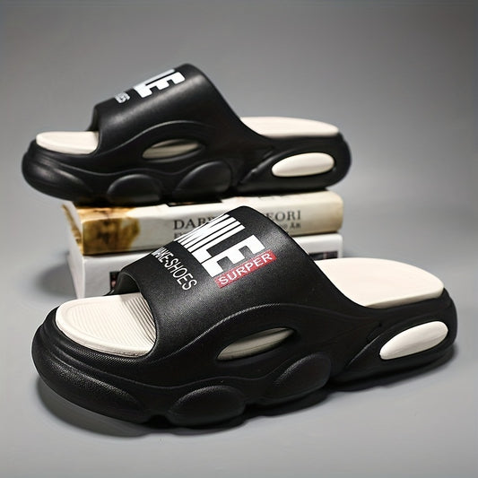 Men's Letter Print Platform Slides for Summer
