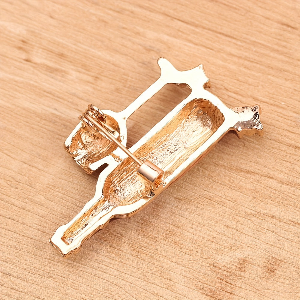 Rhinestone Wine Bottle Wine Glass Brooch Clothing Backpack Creative Pin