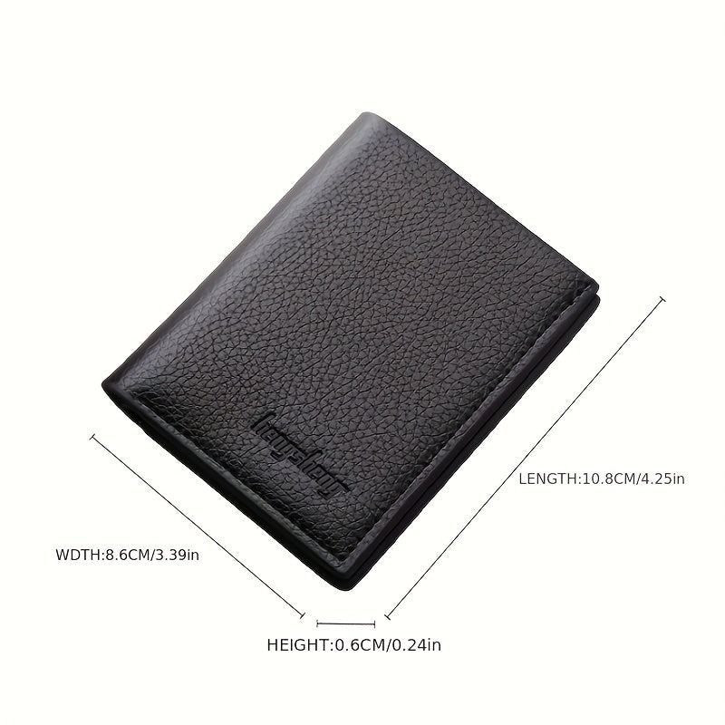 Men's Short Lychee Pattern Wallet Dollar Clip