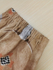  Western Style Bull Skull Print Joggers