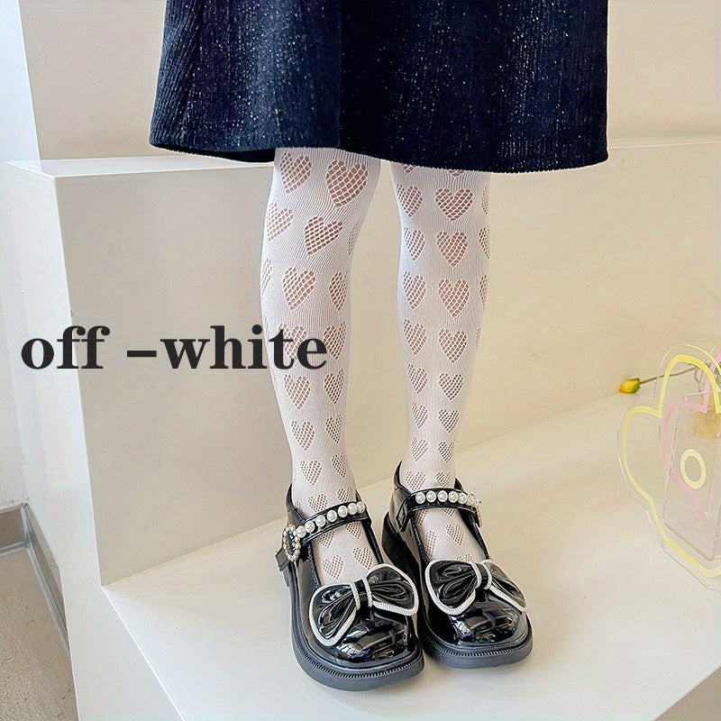 Girls Kids Thin Hollowed out Tights Heart Breathable Pantyhose