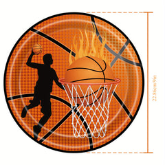 24pcs Basketball Party Tableware Set Disposable Paper Plates Cups