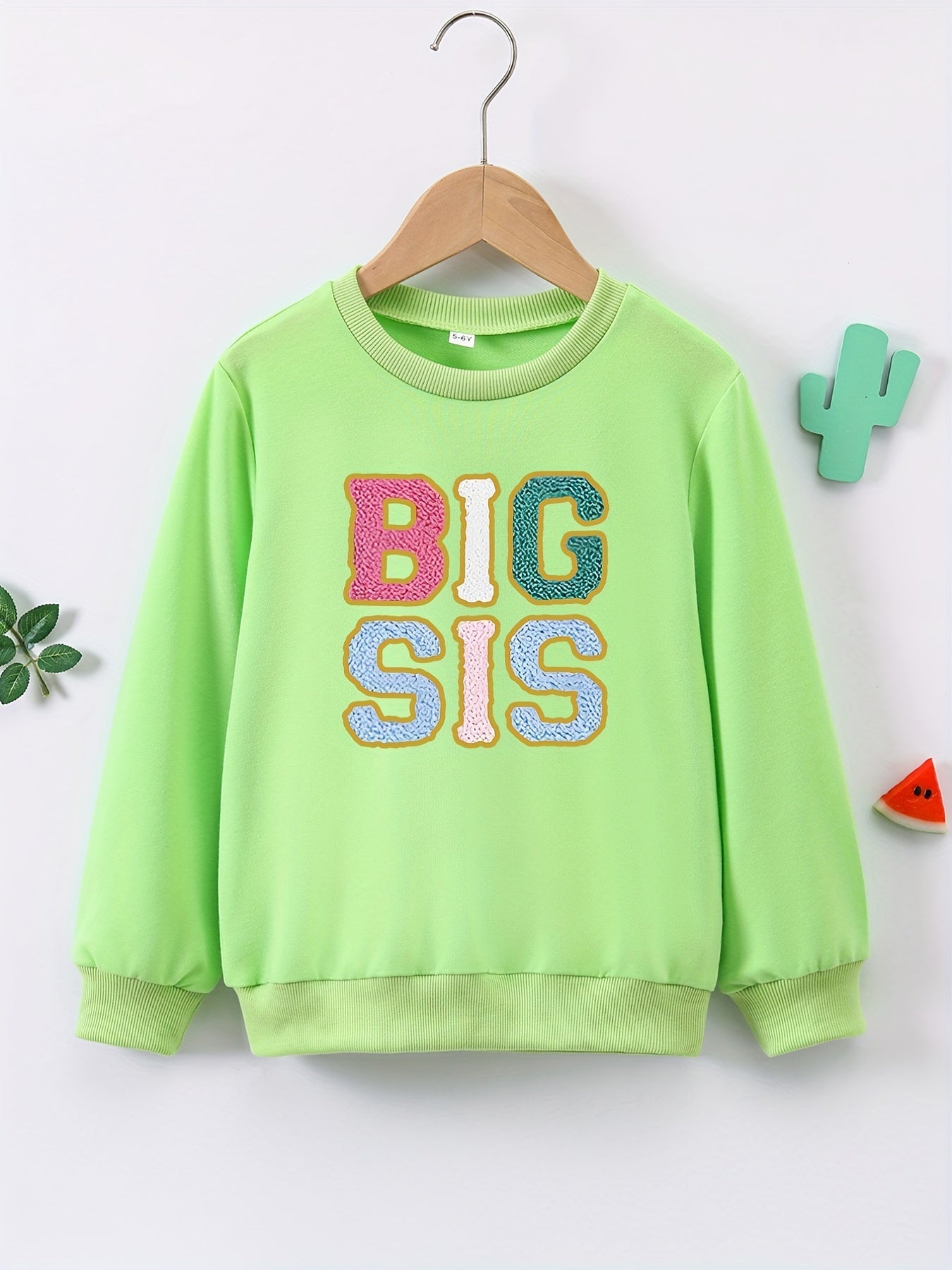 Big Sis Graphic Girls Sweatshirt Comfort Fit Kids Tops Pullover