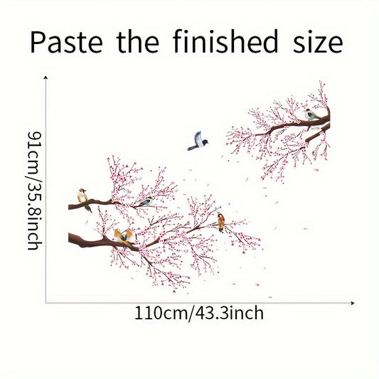 Chinese Plum Wall Stickers Tree Branch Bird Pvc Waterproof Self-Adhesive