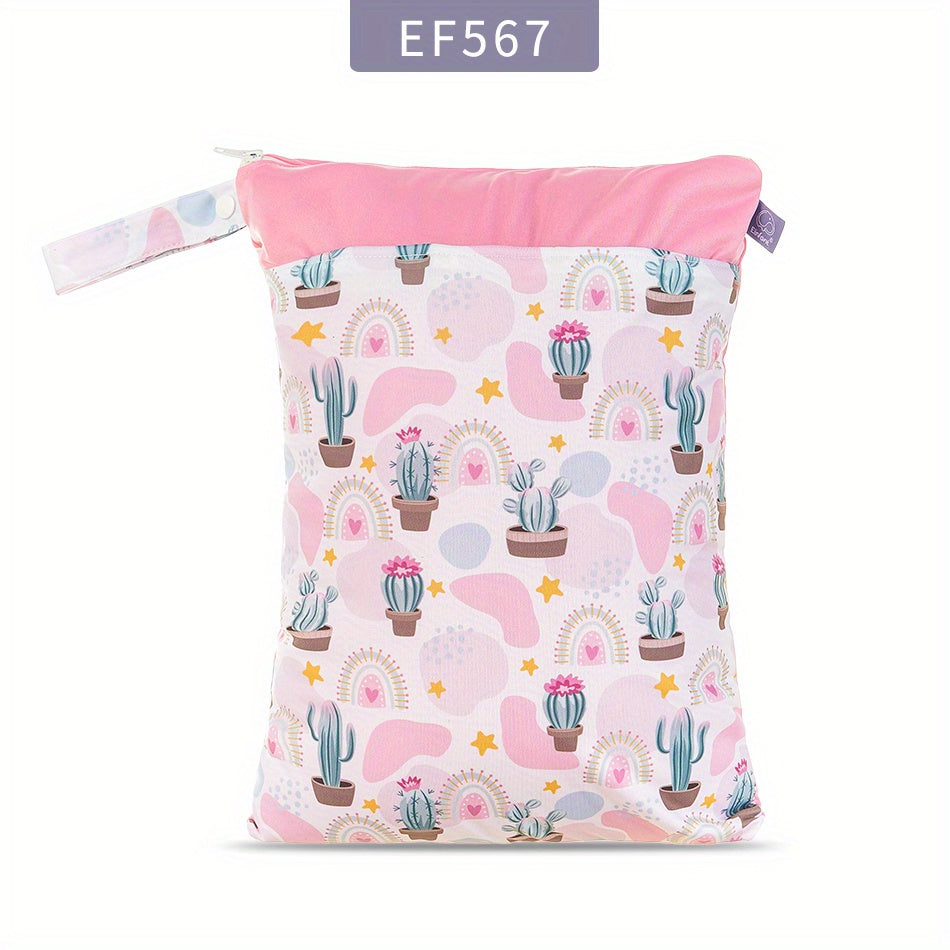 Printed Double Zipper Waterproof Diaper Bag - 30/40 Diaper Storage Bag