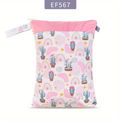 Printed Double Zipper Waterproof Diaper Bag - 30/40 Diaper Storage Bag