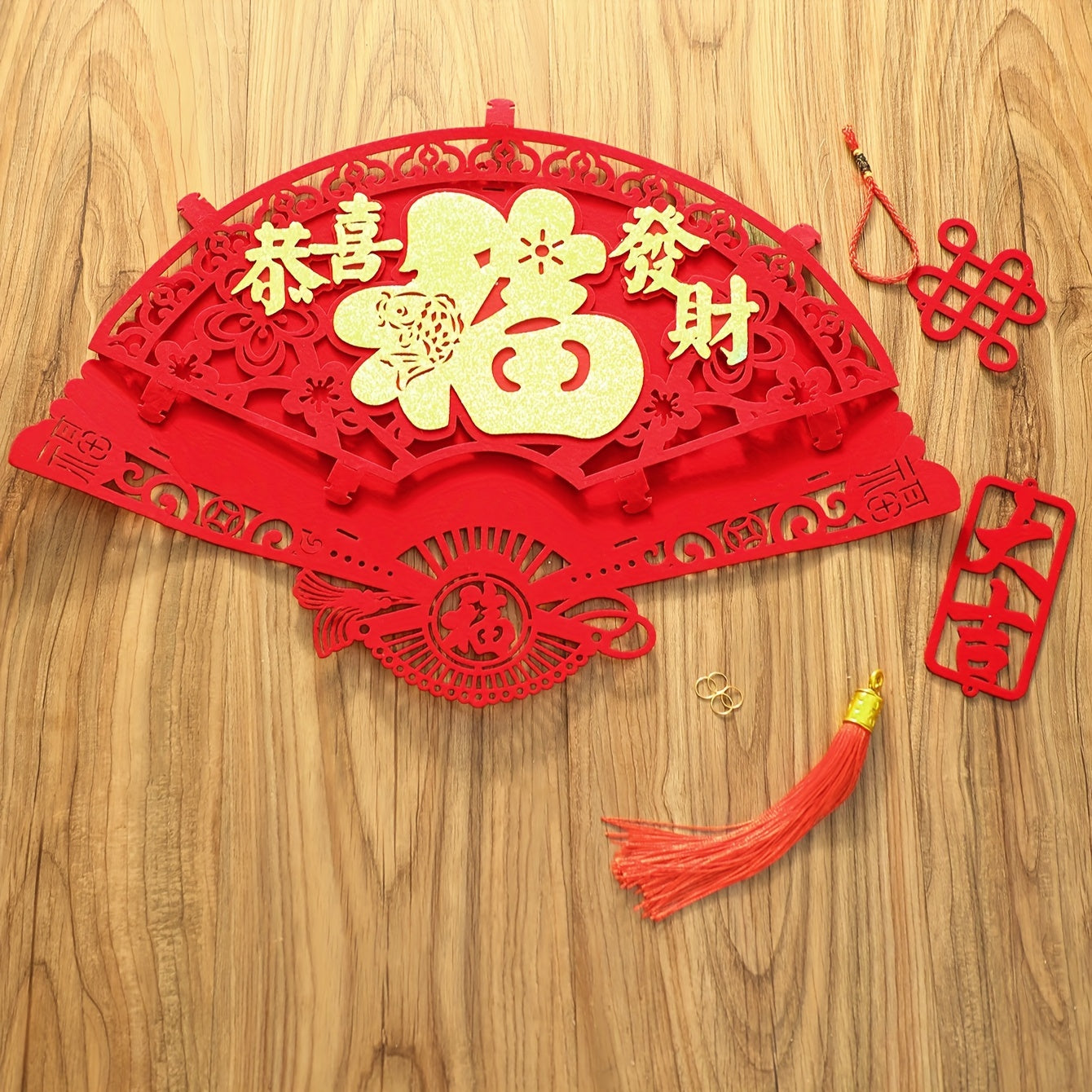 Fan shaped Blessing Tassel Hanging Ornament Fu Tassel Decoration