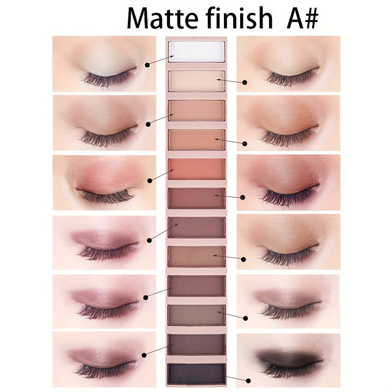 12 Colors Nude Eyeshadow Palette Matte Shimmer Glitter Pigment Waterproof